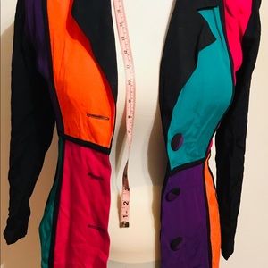 Vivid color block fitted jacket.